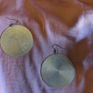 Gold Circular Dangle Earrings